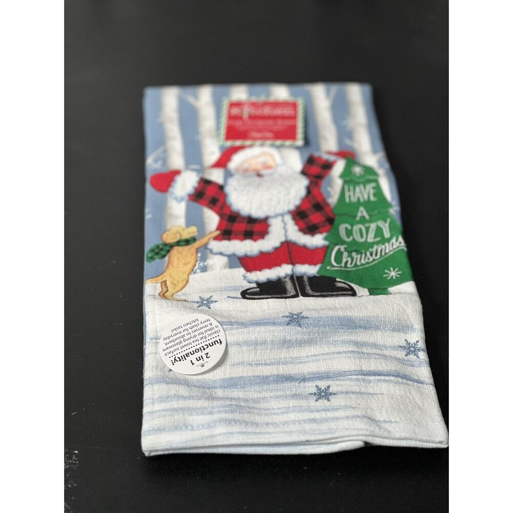 Kay Dee designs kitchen towel dual purpose terry Santa Christmas H6287 dog